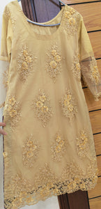 Golden 3 PC Suit | Women Locally Made Formals | Medium | Worn Once