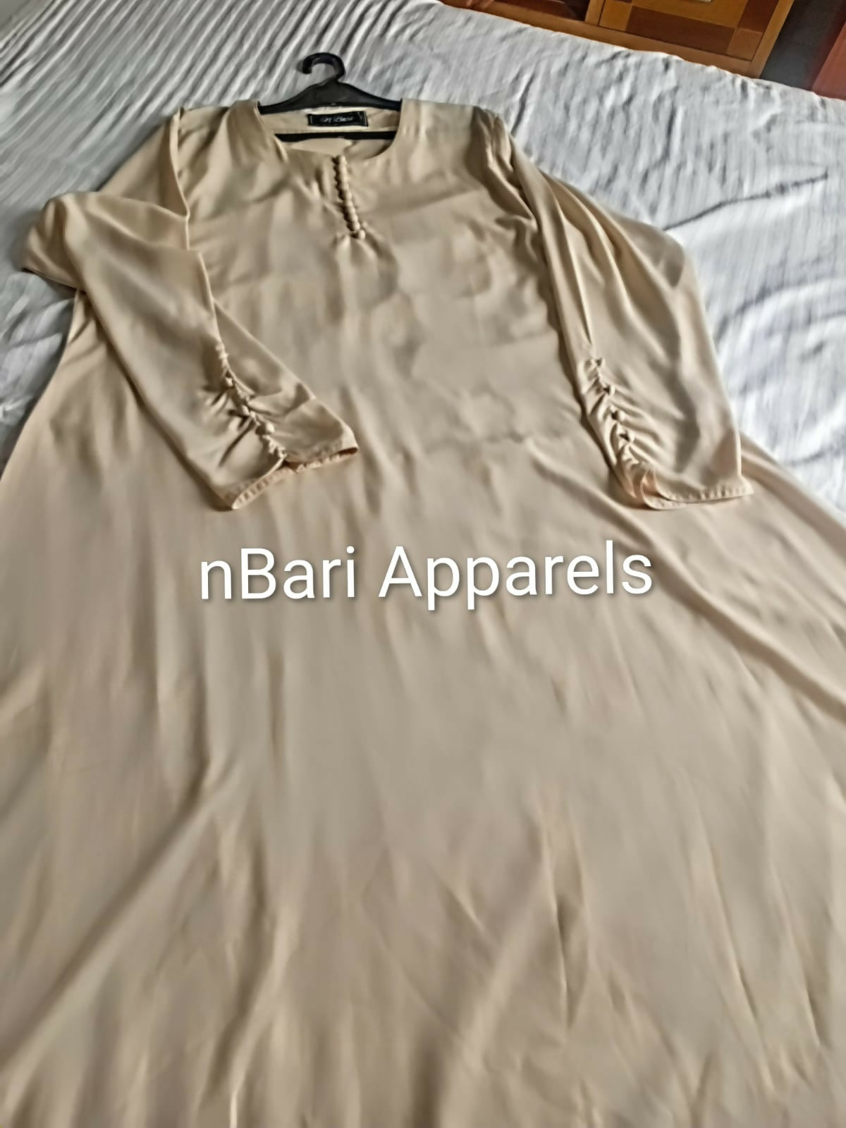 Beige Button Sleeves Maxi Abaya | Women Accessories | Large | New