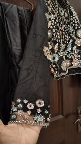 Selia | Black Silk Saree | Women Sarees | Women Branded Formals | Medium | Worn Once