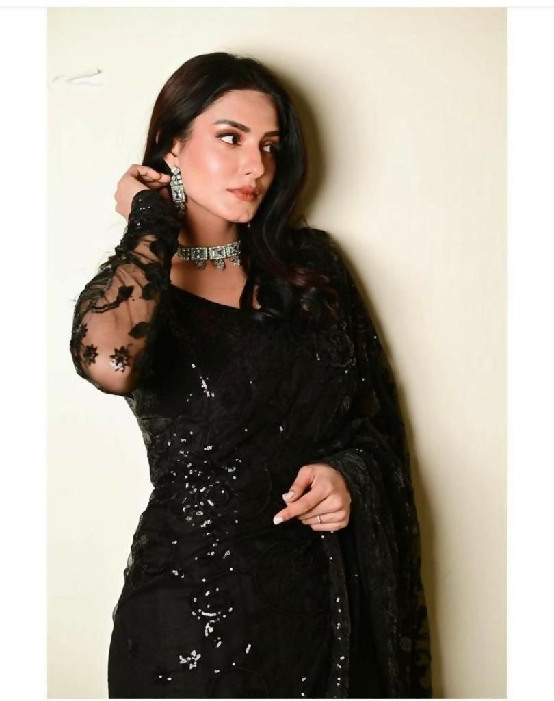 Black Net Saree | Women Locally Made Formals | Sarees | Medium | New