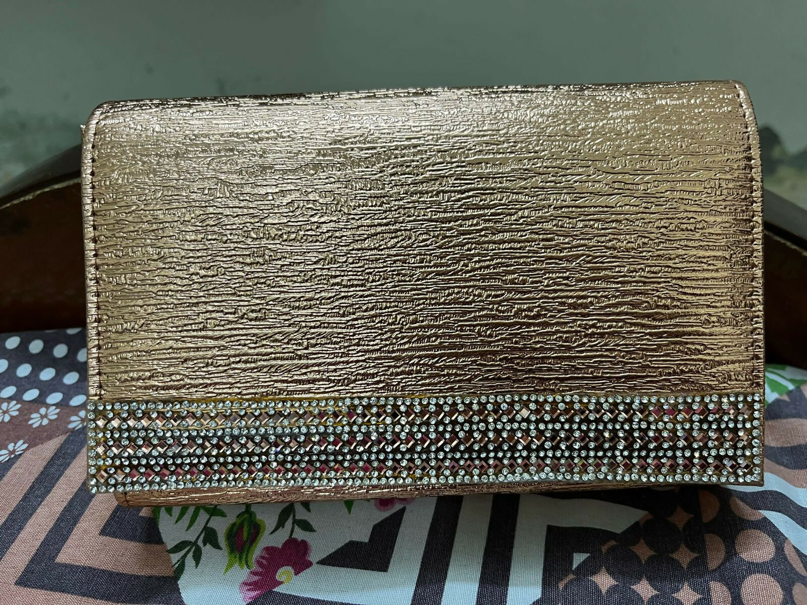 D'Margeaux | Shiny Gold Clutch with Stones | Women Bags | New