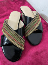 Unze London | Black Fancy Casual Slipper | Women Shoes | Size: 8 | Worn Once