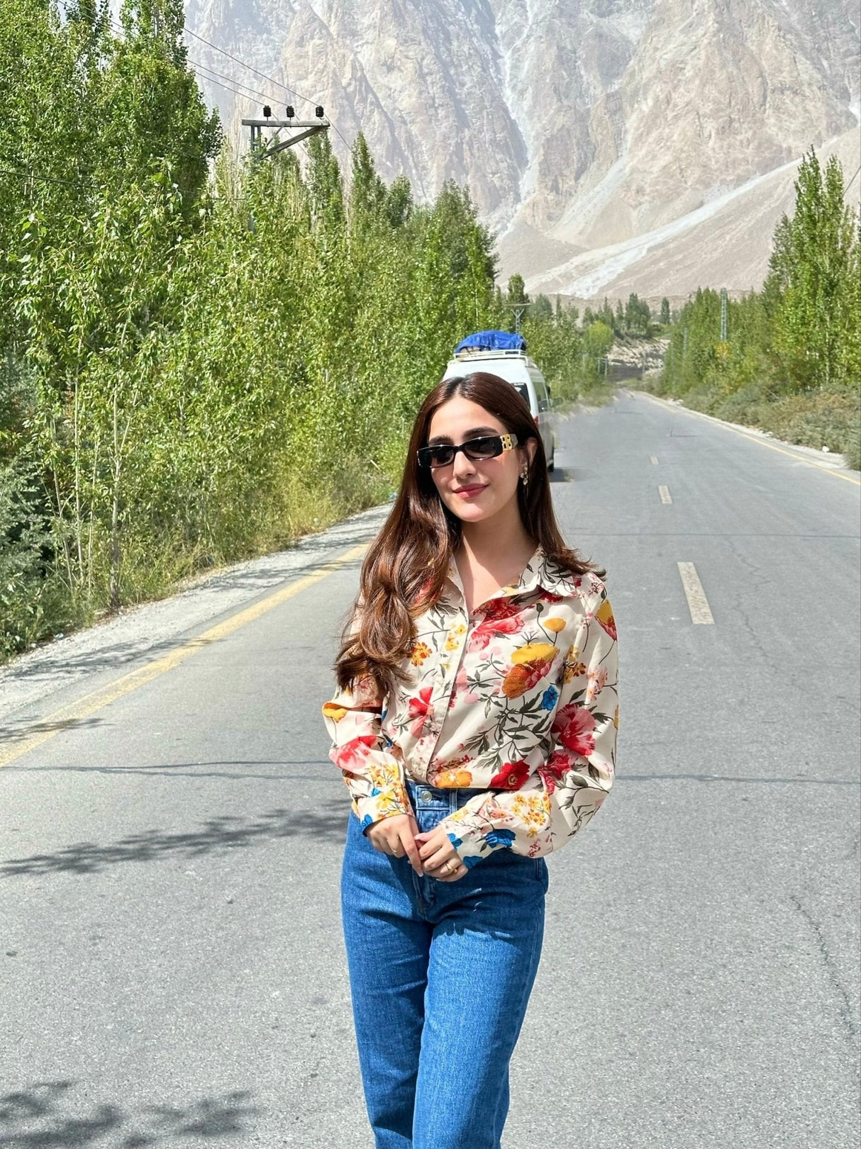 Buy SHEIN Floral Print Button Front Shirt in Pakistan