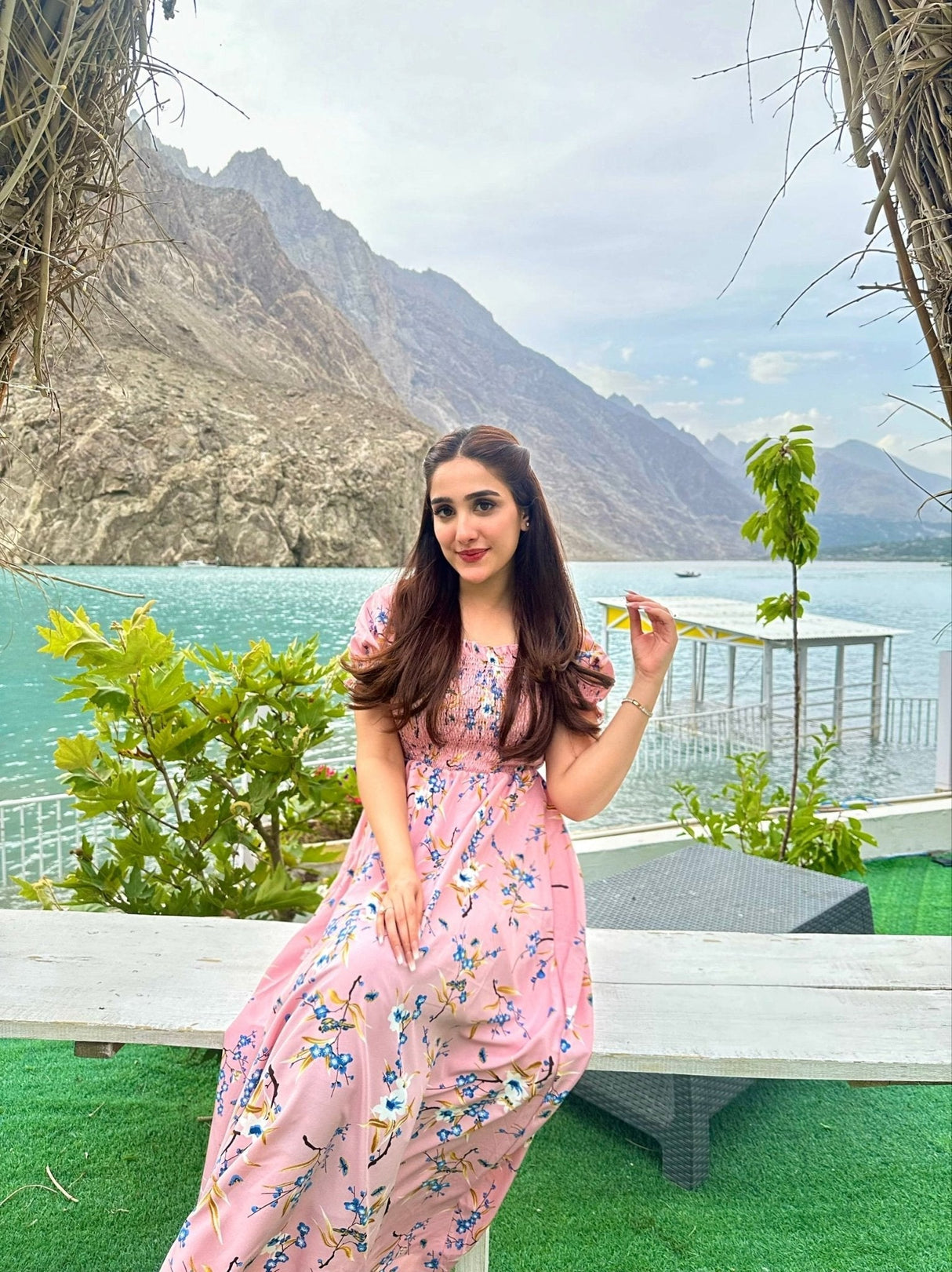 Buy Shein Floral Square Neck Shirred A-line Dress in Pakistan