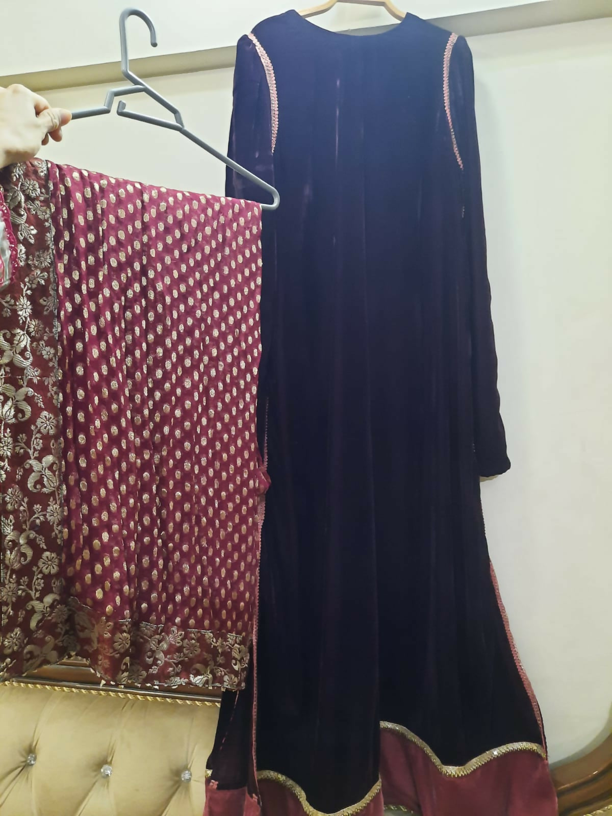 Velvet Long Kaftan | Women Locally Made Formals | Large | Worn Once