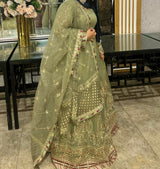 Elegant Embroidered 3PC Formal Suit l Women’s Frock & Maxi l Party wear | Medium | Worn once