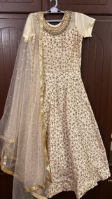 Zari Embroidery Maxi | Women Frocks & Maxis | Beige | Medium | Preloved