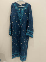 Navy Blue 3PC Stitched Suit| Women Locally Made Kurta | Small | New