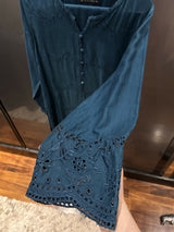 Motifz | Embroidered Silk Coord Suit | Women Branded Kurta | Medium | Preloved