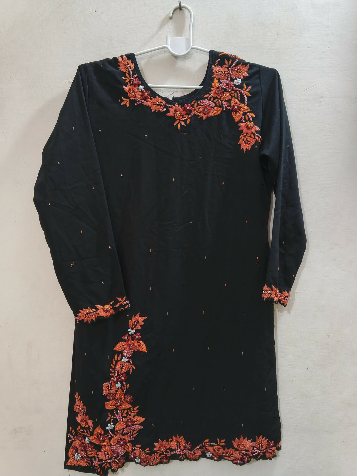 Elegant Black Embroidered Dress | Women Locally Made Kurta | Medium | Worn Once