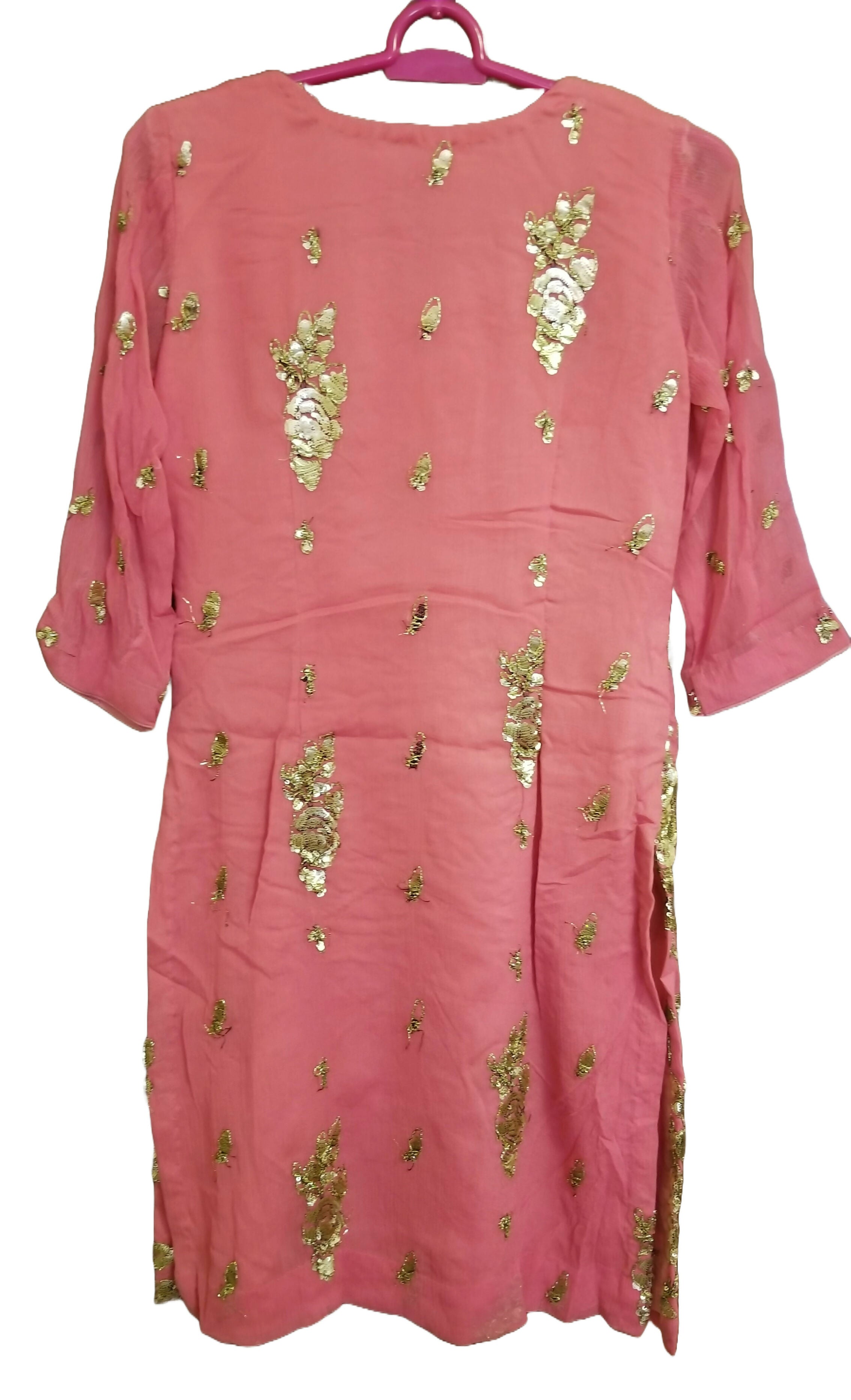 Pink & gold chiffon suit | Women Locally Made Formals | Small | New