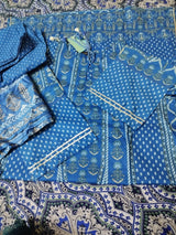 J. Junaid Jamshed | Women Branded Kurta | Blue Cotton Kurta | XLarge | Brand New