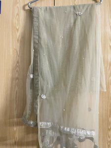 Silver Fancy Embroided Maxi | Women Bridals | Small | Worn Once