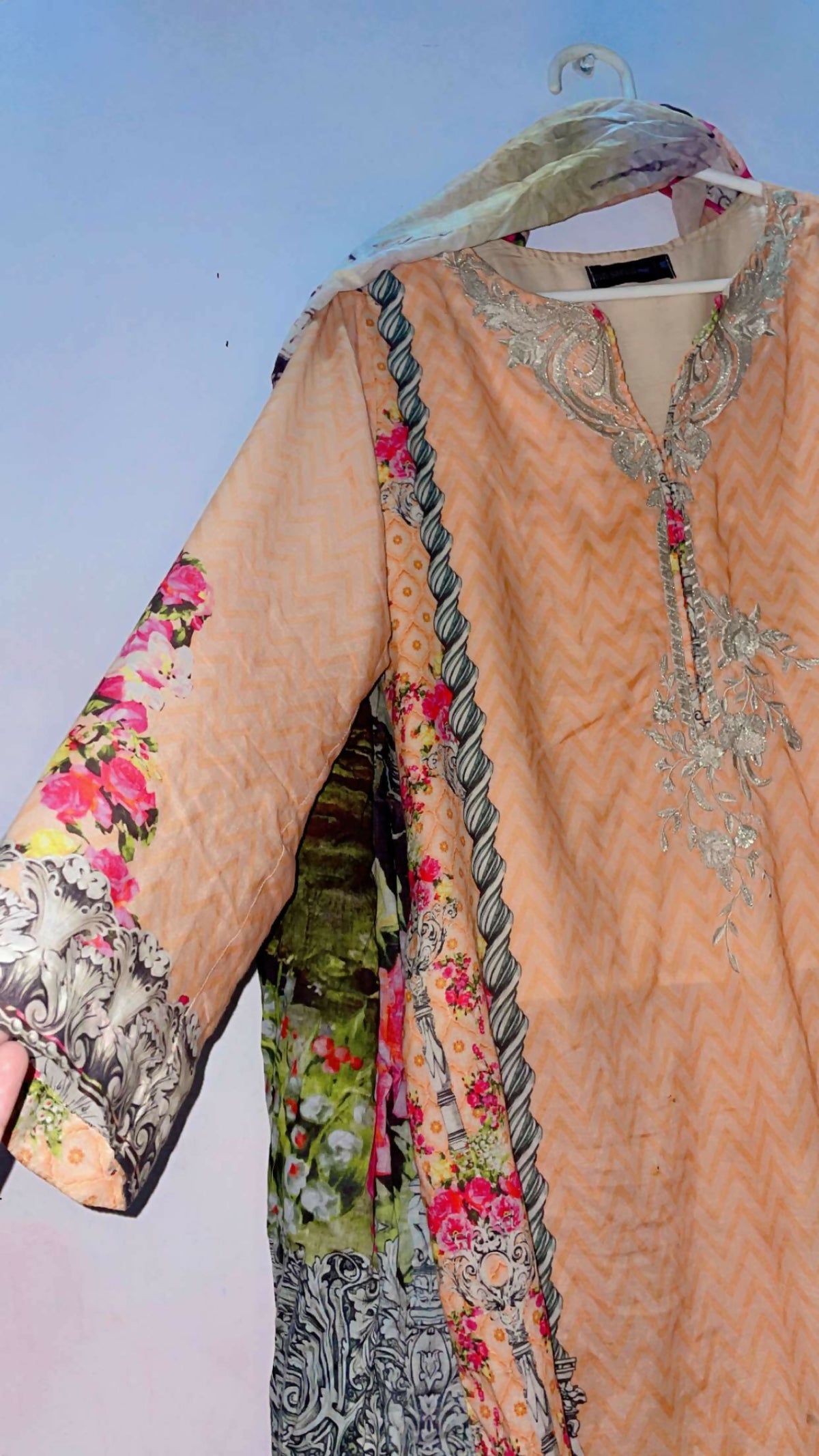 Bin Saeed | Women Branded Kurta | Medium | Peach | Preloved