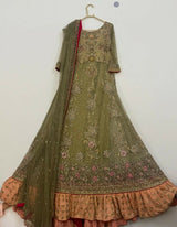 Green Mehendi Lehenga | Women Bridals | Medium | Worn Once
