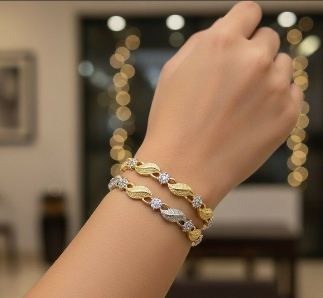 Round Flower/Leaf Bangles Set-00024 | Women Jewelry | Bangles/Bracelets | Brand New