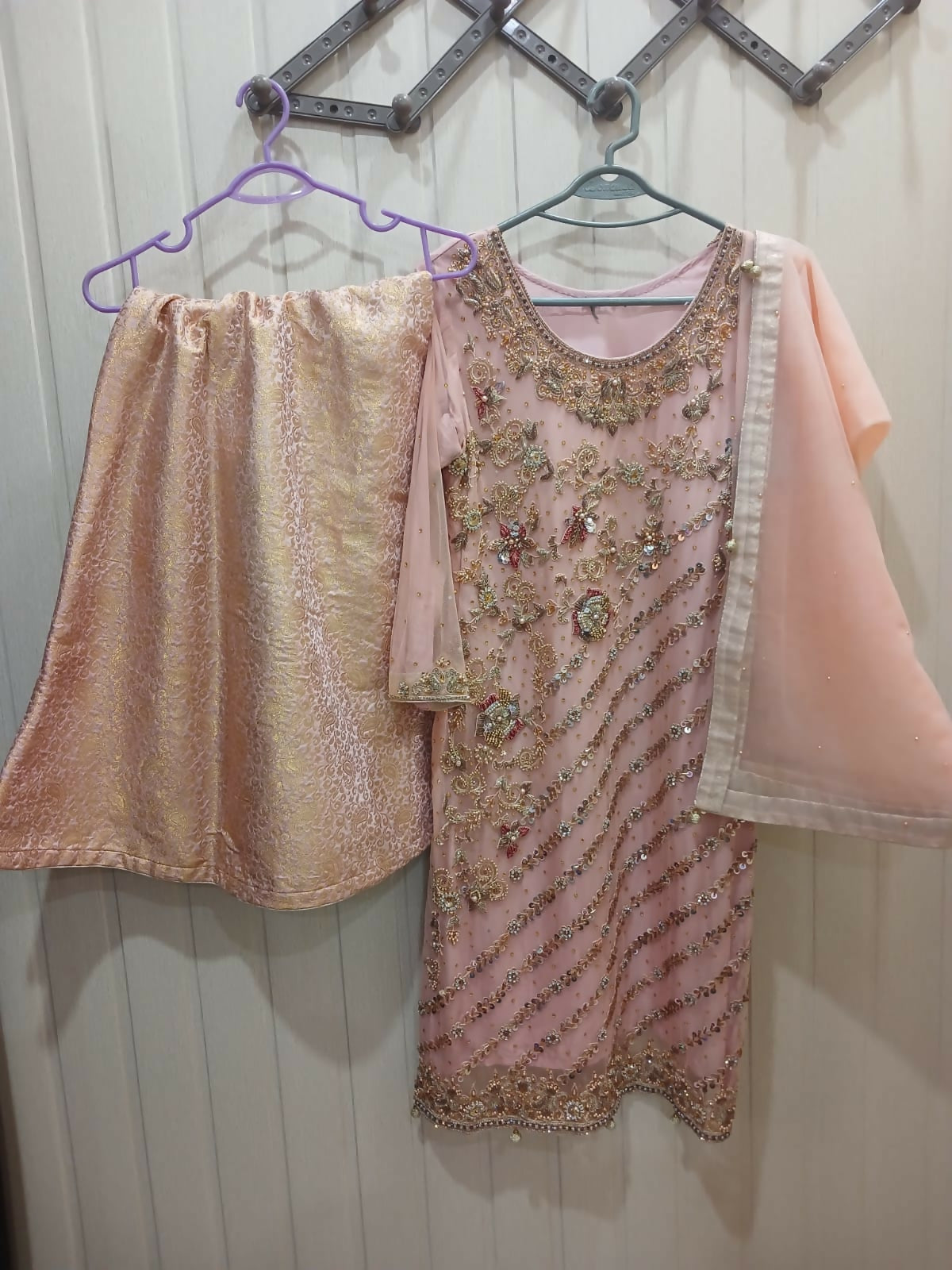 Beautiful Sharara | Women Locally Made Formals | Peach | Small | Preloved