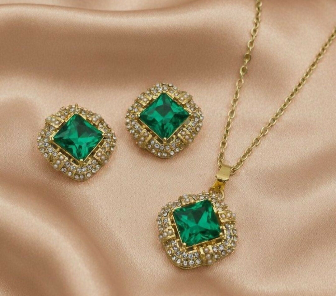 Square Pendant Set-00271 | Women Jewelry | Necklaces & Pendants | Casual jewelry sets | Brand New