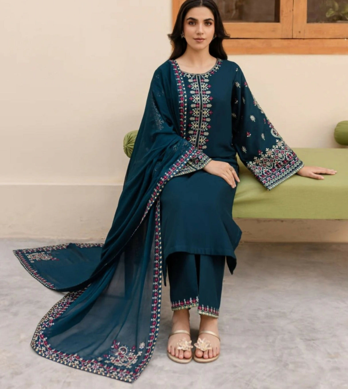 Teal Blue 3PC | Women Branded Formals | Medium to Large | New