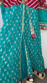 Frock with Gharara | Women Locally Made Formals | Small | Blue & Red | Brand New