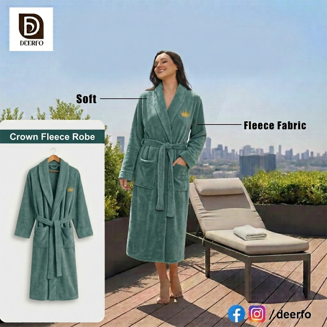 Luxury Crown Fleece Bathrobe for Women & Man – Soft Plush Spa & Hotel Style Robe | Women Beauty | Bath & Body | Brand New