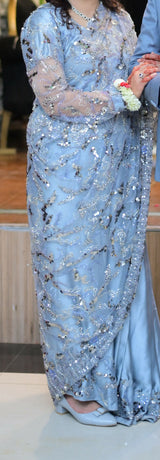 Ice Blue Saree | Women Locally Made Formals | Small | Worn Once