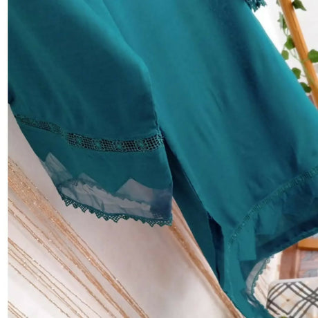 ? New Arrival- 2-Piece Collection! ?Our fresh and vibrant Bluish Cyan set, available in a stitched option! Made from soft Spring Breeza Lawn, this set includes a shirt and trouser for an effortlessly cool, s (2)