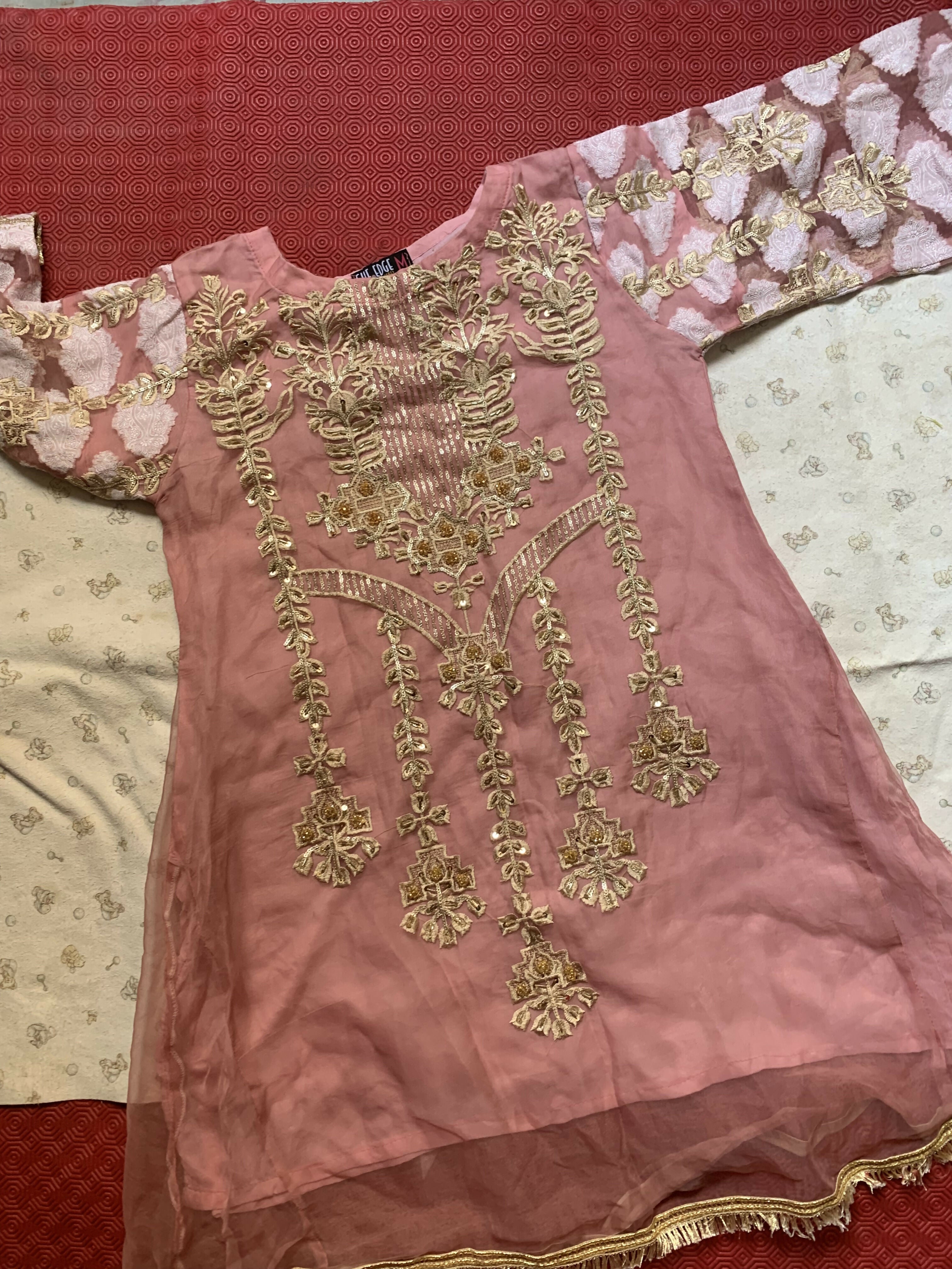 Pink Organza Kurta | Women Locally Made Formals | Medium | Preloved