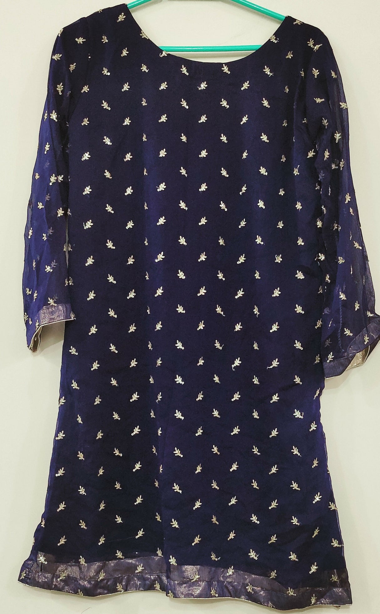 Dark Blue Chiffon 2 Pc Suit | Women Locally Made Kurta | Medium | Worn Once