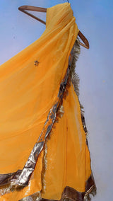 3 PC Fancy Mehndi Dress | Women Bridals | Yellow | Large | Worn Once