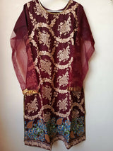 Net Heavy Embroided Formal Suit | Women Locally Made Formals | Medium | Preloved