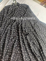 Black Printed Front Open Abaya | Women Accessories | Large | Brand New