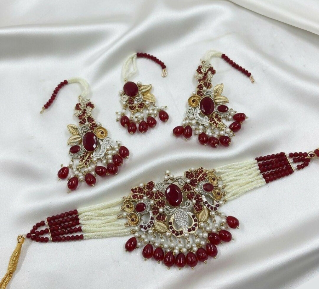 Oval/Flower Pearl Drop Choker Set-00261 | Women Jewelry | Wedding Jewelry & Sets | Brand New