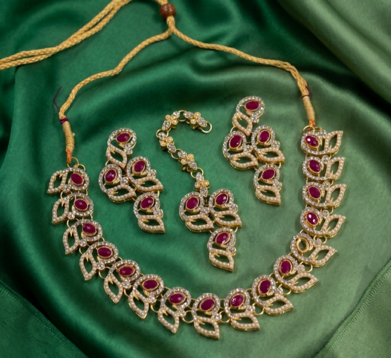 Leaf Round Necklace Set-00043 | Women Jewelry | Wedding Jewelry & Sets | Brand New