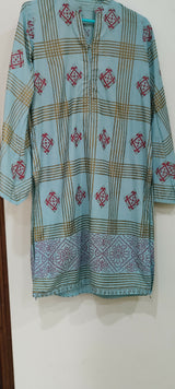 Block Print 2 PC Dress | Women Locally Made Dress | Sky Blue | Medium | Preloved