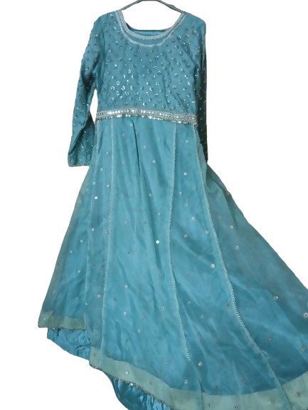 Organza Maxi | Women Frocks & Maxis | Aqua | Small | Preloved