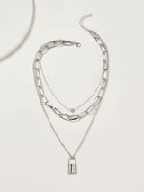 Triple Chain Lock Necklace | Women Jewelry | Necklaces & Pendants | Standard | Silver | Brand New
