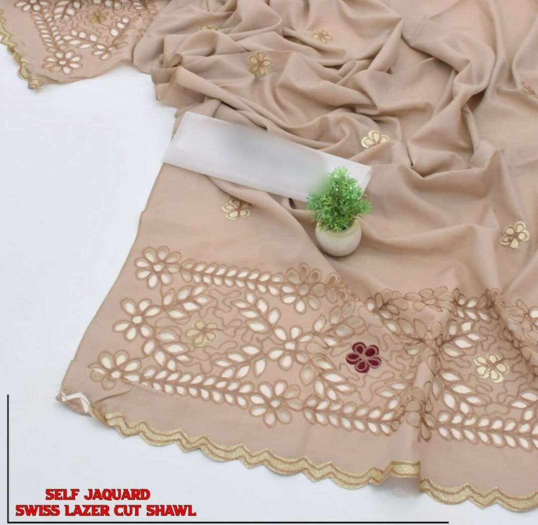 Self Jacquard Embroidered Summer Shawl | Women Clothing | Shawls | Brand New