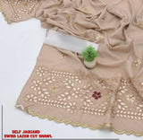 Self Jacquard Embroidered Summer Shawl | Women Clothing | Shawls | Brand New