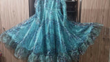 Girl's Organza Zink Colour Frock | Floral Long Frock with Frill | Women Frocks & Maxis | Small | Worn Once