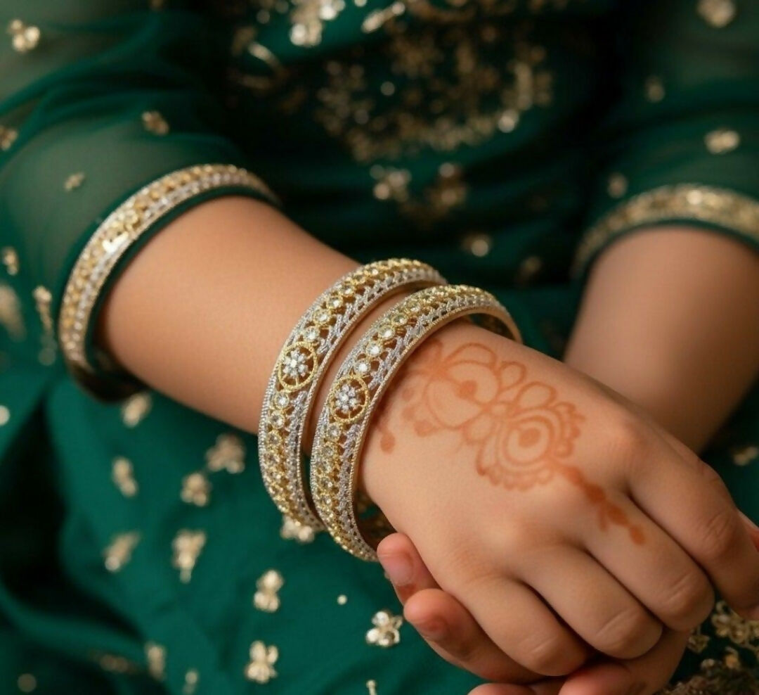 Round Stone Flower Bangle Set-00016 | Women Jewelry | Bangles/Bracelets | Brand New