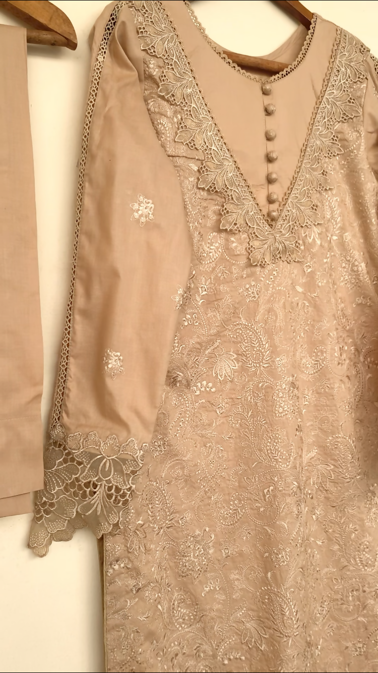 Beige 2PC Suit | Women Locally Made Kurta | Small | New