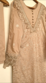 Beige 2PC Suit | Women Locally Made Kurta | Small | New