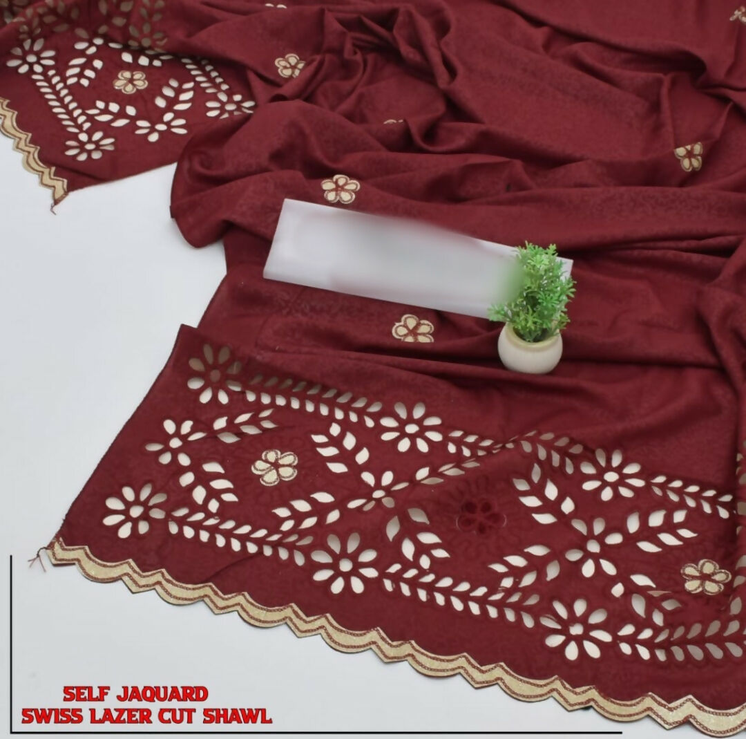Self Jacquard Embroidered Summer Shawl | Women Clothing | Shawls | Brand New