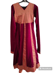 Magenta purple banarsi long frock