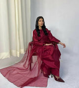 Preet Pret | Maroon Farshi Shalwar | Women Branded Formals | Large | Worn Once