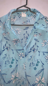 Sky Blue Floral Baggy Shirt stylish Western Top | Women Tops & Shirts | XLarge | Preloved