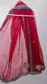 Embroidered Duppata | Women Accessories | Duppatas & Shawls | Red | Large | Preloved