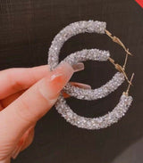 Round Stone Hoops-00452 | Women Jewelry | Earrings | Brand New