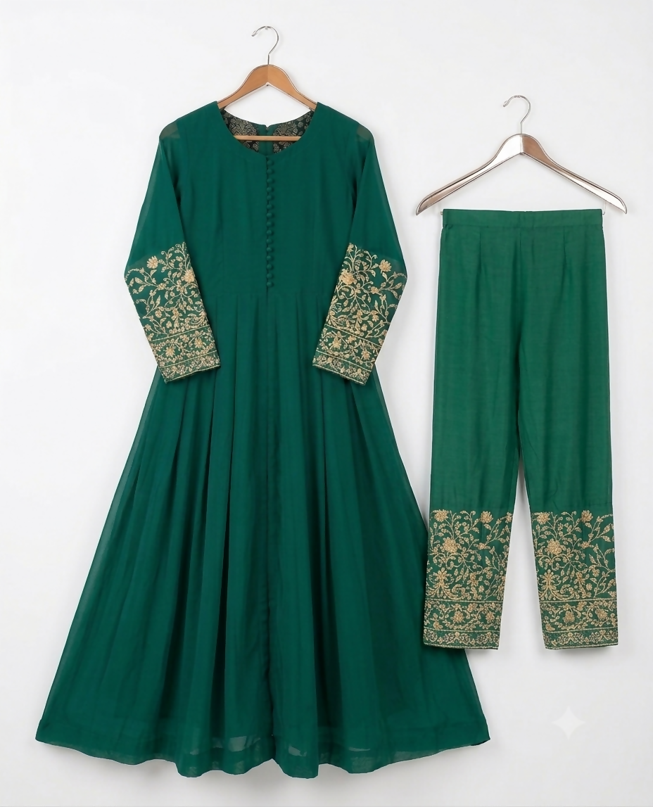 Bottle Green Open Maxi | Women Frocks & Maxis | Small | Worn Once